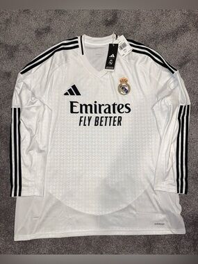Adidas Real Madrid Home Long Sleeve Jersey 2024/25 Mens Size 2XL IT3442 $110